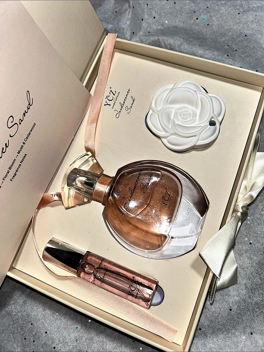 YCZ Different Scent Fragrance Gift Set in Brown & Pink NWT